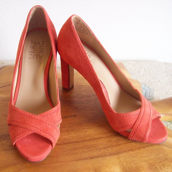 Naturalizer Suede Odetta Open Toe Heels 